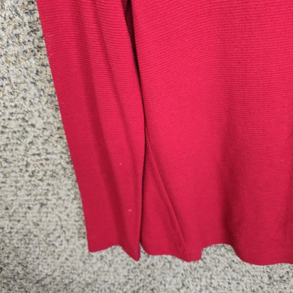 J Jill Top Womens Small Red Ribbed Knit Oversized Wearever Collection Scoop Neck - Picture 3 of 7